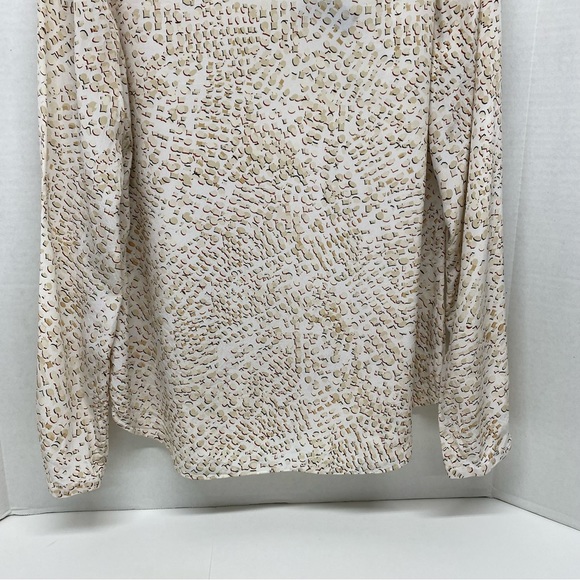 White House Black Market Womens White Cream Long Sleeve Pullover Size 10 Silk - Picture 7 of 12